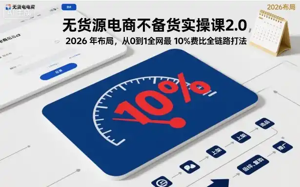 无货源电商不备货实操课2.0，2026年布局，从0到1全网最低10%费比全链路打法【更新261010】-一起筹课网