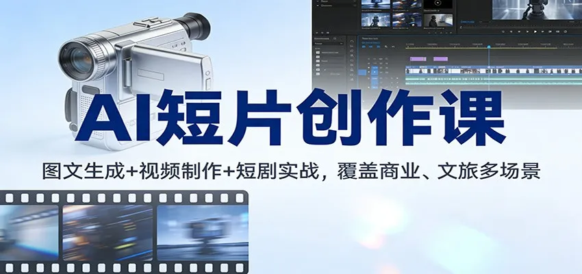 AI短片创作课:图文生成+ 视频制作+短剧实战,覆盖商业、 文旅多场景-一起筹课网