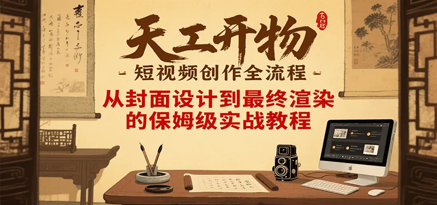 天工开物短视频创作全流程，从封面设计到最终渲染的保姆级实战教程-一起筹课网