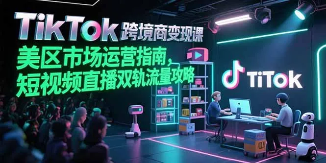 TikTok跨境电商变现课，美区市场运营指南，短视频直播双轨流量攻略-一起筹课网