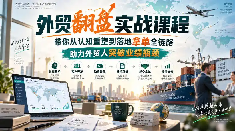 外贸翻盘实战课程，带你从认知重塑到落地拿单全链路，助力外贸人突破业绩瓶颈-一起筹课网
