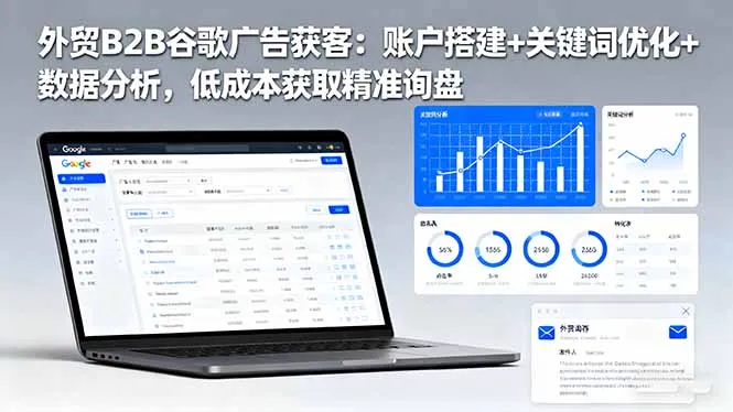外贸B2B 谷歌广告获客:账户搭建+关键词优化+数据分析 低成本获取精准询盘-一起筹课网