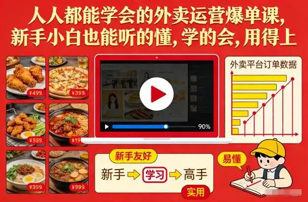 人人都能学会的外卖运营爆单课，新手小白也能听的懂，学的会，用得上-一起筹课网