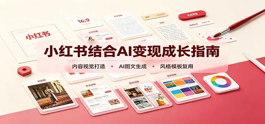 小红书结合AI变现成长指南：账号精准定位，内容视觉打造，搭建可复制流量获客体系-一起筹课网