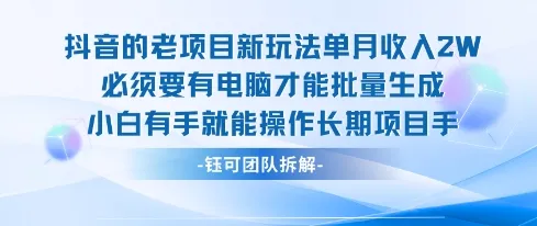 老项目新玩法单月收入2W小白有手就能操作长期项目-一起筹课网