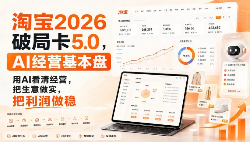 智篆商业-淘宝2026破局卡5.0，AI经营基本盘，用AI看清经营，把生意做实，把利润做稳-一起筹课网