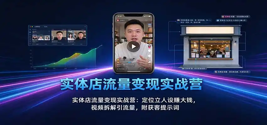实体店流量变现实战营：定位立人设赚大钱，视频拆解引流量，附获客提示词-一起筹课网