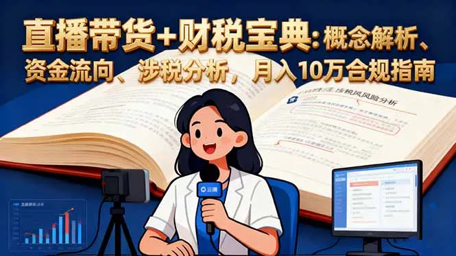 直播带货+财税宝典:概念解析、资金流向、涉税分析,月入10万合规指南-一起筹课网