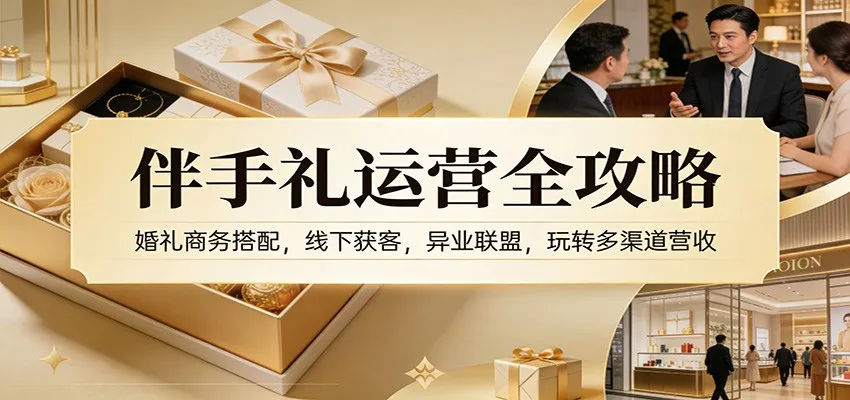 伴手礼运营全攻略:婚礼商务搭配,线下获客,异业联盟,玩转多渠道营收-一起筹课网