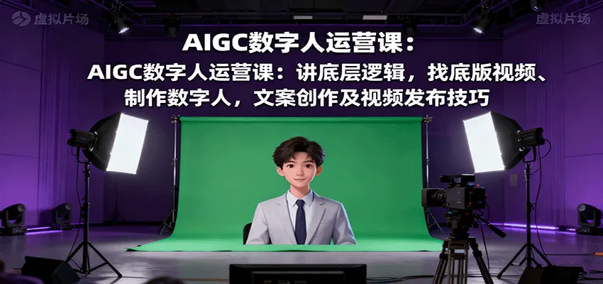 AIGC数字人运营课：讲底层逻辑，找底版视频、制作数字人，文案创作及视频发布技巧-一起筹课网