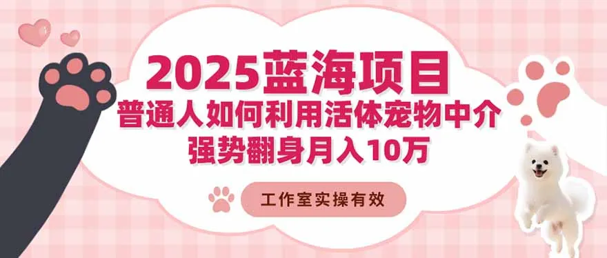 2025蓝海项目:普通人如何利用活体宠物中介,强势翻身月入10万-一起筹课网