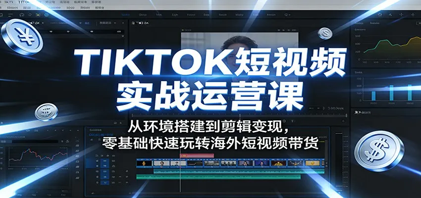 TIKTOK短视频实战运营课:从环境搭建到剪辑变现,零基础快速玩转海外短视频带货-一起筹课网