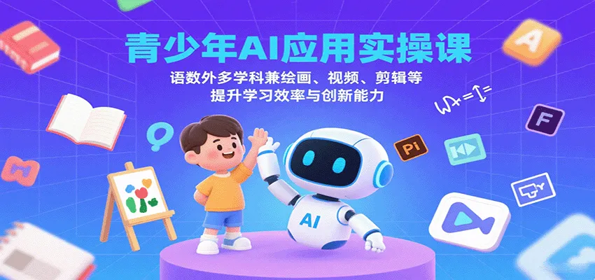青少年AI应用实操课:语数外多学科兼绘画、视频、剪辑等提升学习效率与创新能力-一起筹课网
