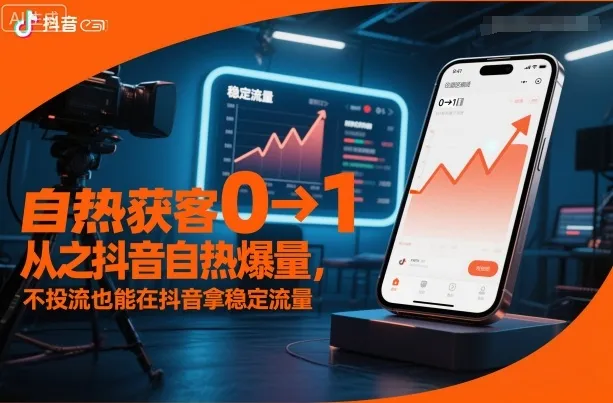 自热获客从0到1之抖音自热爆量，不投流也能在抖音拿稳定流量-一起筹课网