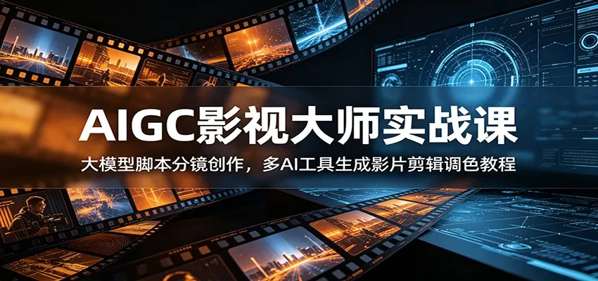 AIGC影视大师实战课:大模型脚本分镜创作,多AI工具生成影片剪辑调色教程-一起筹课网