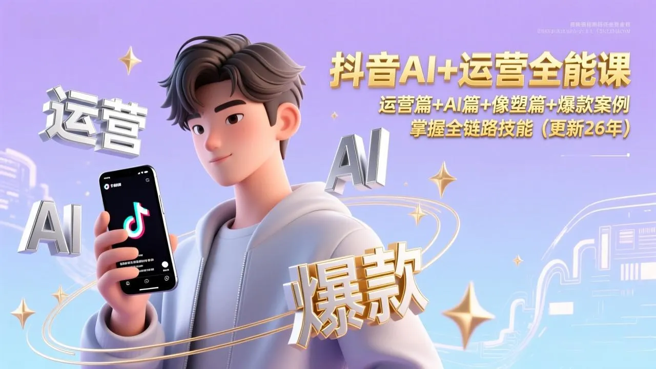 抖音AI+运营全能课，运营篇+AI篇+像塑篇+爆款案例，掌握全链路技能(更新26年-一起筹课网