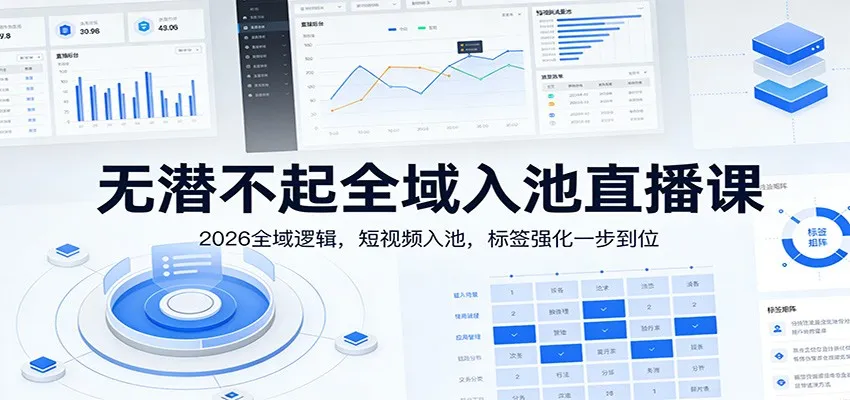 无潜不起全域入池直播课:2026全域逻辑,短视频入池,标签强化一步到位-一起筹课网