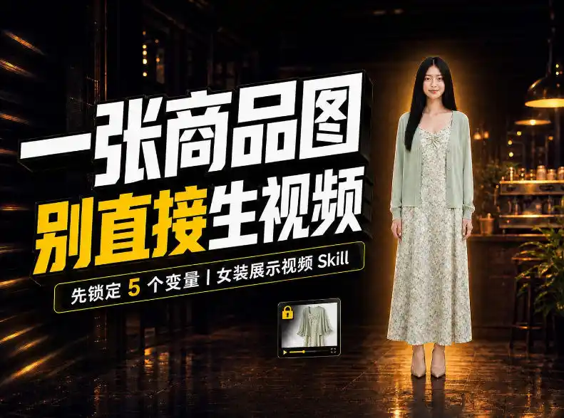 女装AI视频总翻车？问题不在提示词，女装展示视频Skill先锁定5个变量！-一起筹课网