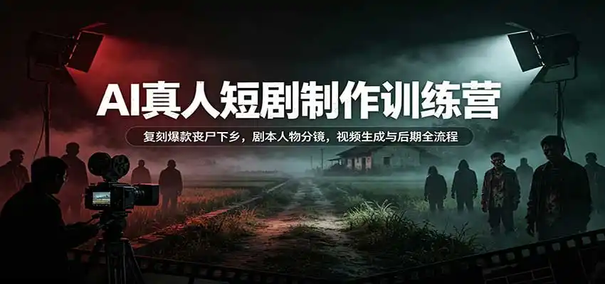 AI真人短剧制作训练营：复刻爆款丧尸下乡，剧本人物分镜，视频生成与后期全流程-一起筹课网