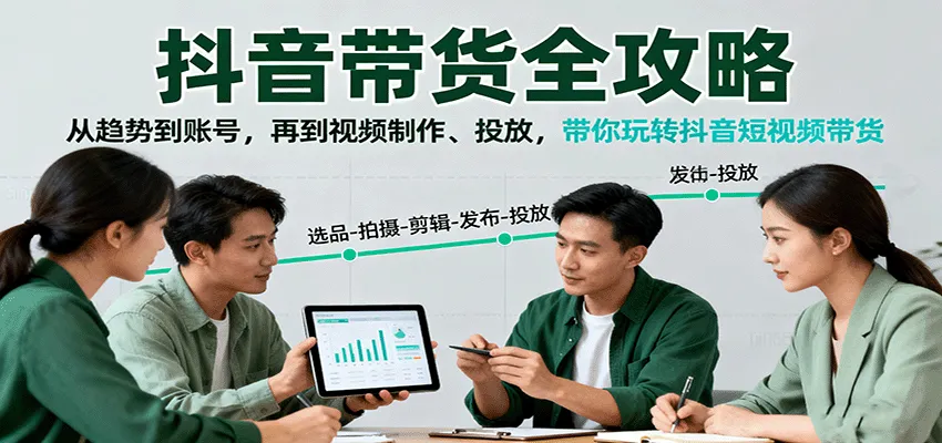 抖音带货全攻略:从趋势到账号,再到视频制作、投放,带你玩转抖音短视频带货-一起筹课网
