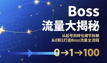 Boss流量大揭秘,从起号到转化细节拆解,从0到1打造Boss流量全流程-一起筹课网