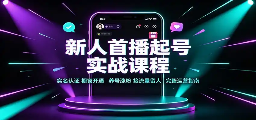 新人首播起号实战课程：实名认证橱窗开通，养号涨粉，接流量留人完整运营指南-一起筹课网