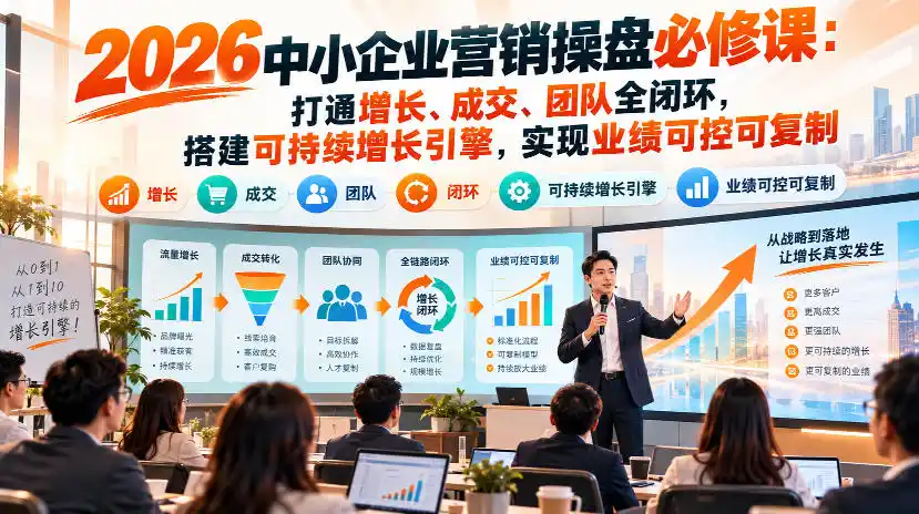 2026中小企业营销操盘必修课：打通增长、成交、团队全闭环，搭建可持续增长引擎，实现业绩可控可复制-一起筹课网