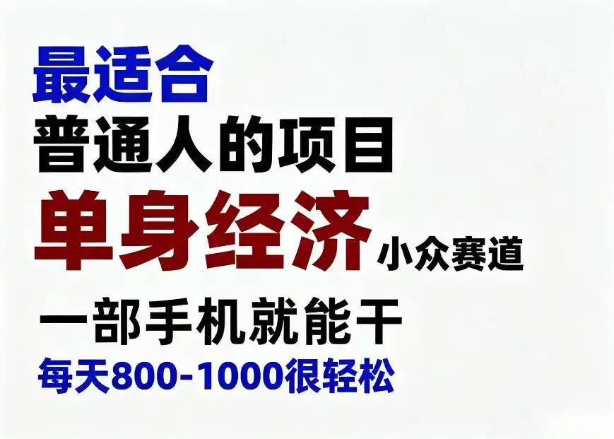 身经济小众赛道，一部手机就能干，每天搞个800-1000很轻松，最适合普通人的项目【揭秘】-一起筹课网