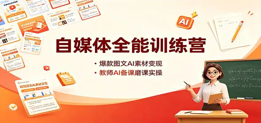 自媒体全能训练营：爆款图文AI素材变现，教师AI备课磨课实操-一起筹课网