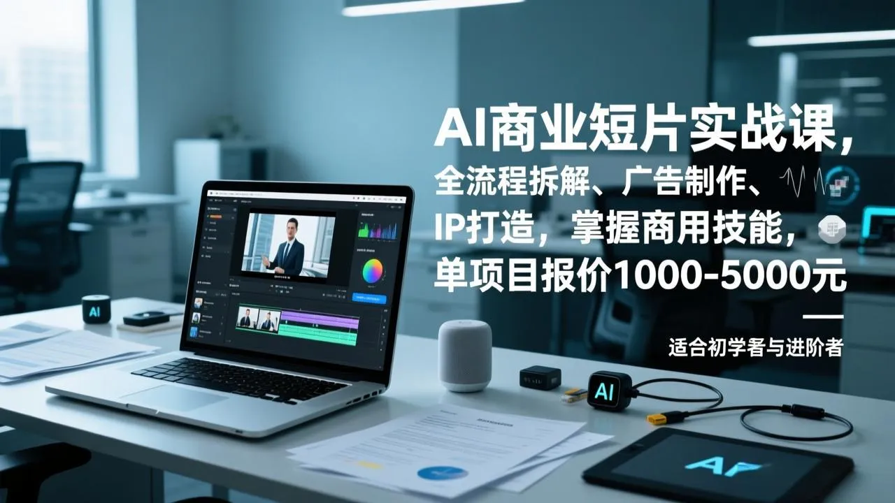 AI商业短片实战课，全流程拆解、广告制作、IP打造，掌握商用技能，单项目报价1000-5000元-一起筹课网