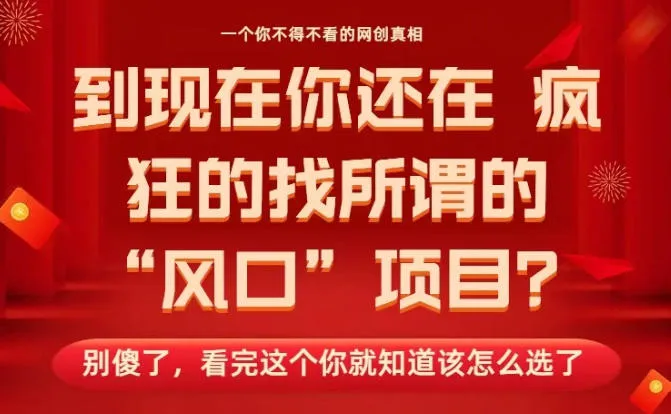 马上26年了，你还在找所谓的风口项目？别傻了，看完这个你全都懂了！【揭秘】-一起筹课网