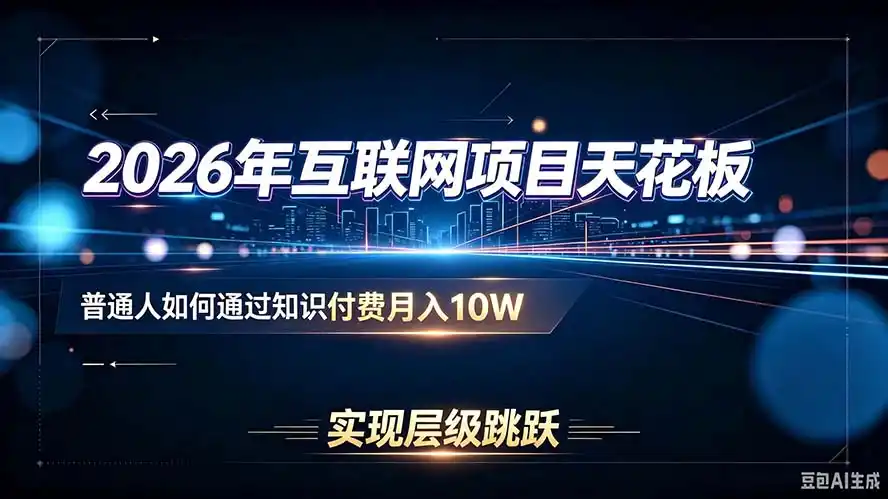 2026年互联网项目天花板：普通人如何通过知识付费月入10W，实现层级跳跃-一起筹课网