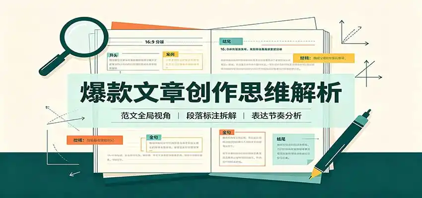 爆款文章创作思维解析：全局视角拆解范文，梳理行文逻辑，搭配真实拆文实操案例-一起筹课网