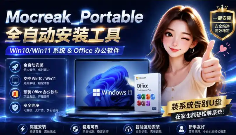 Mocreak全自动安装office和win10、win11系统，告别U盘装系统，使用安全可靠-一起筹课网