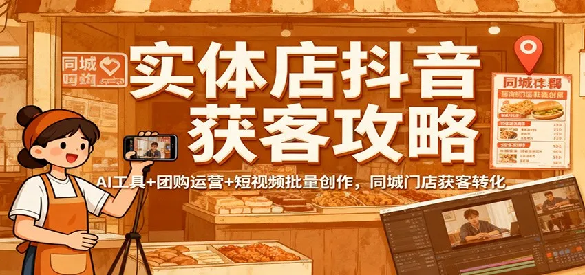 实体店抖音获客攻略:AI工具+团购运营+短视频批量创作,同城门店获客转化-一起筹课网