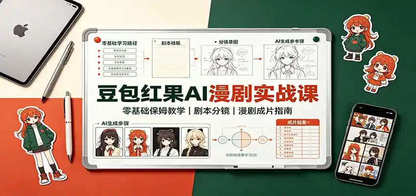 豆包红果AI漫剧实战课：零基础保姆教学，剧本分镜，漫剧成片指南-一起筹课网
