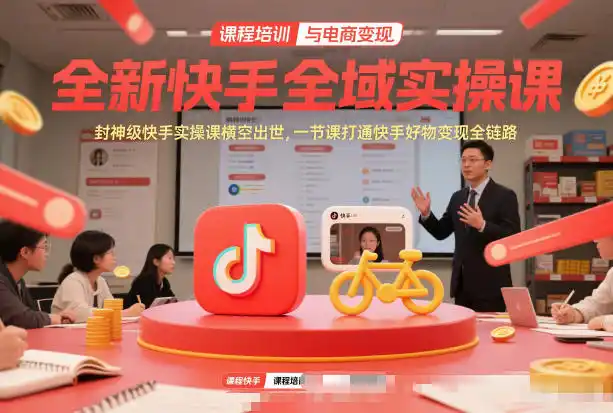 全新快手全域实操课，封神级快手实操课横空出世，一节课打通快手好物变现全链路-一起筹课网