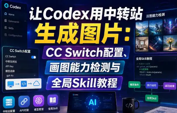 让Codex用中转站生成图片：CC Switch配置、画图能力检测与全局Skill教程-一起筹课网