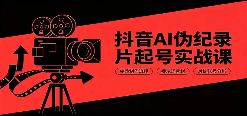 抖音AI伪纪录片起号实战课：完整制作流程，提示词素材，对标账号分析-一起筹课网
