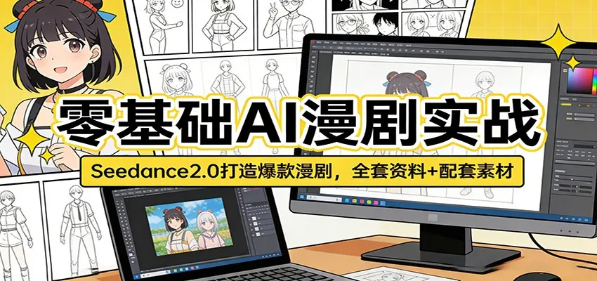 零基础AI漫剧实战:Seedance2.0打造爆款漫剧,全套资料+配套素材-一起筹课网