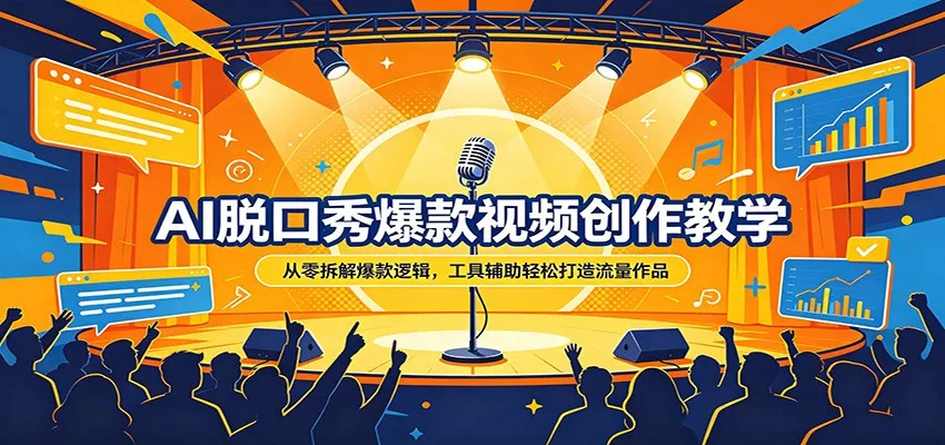 AI脱口秀爆款视频创作教学:从零拆解爆款逻辑,工具辅助轻松打造流量作品-一起筹课网