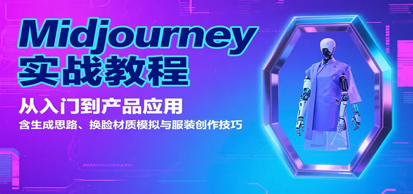 Midjourney实战教程：从入门到产品应用，含生成思路、换脸材质模拟与服装创作技巧-一起筹课网