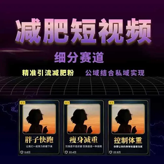 图片[1]-减肥短视频赛道运营课：素材准备-视频制作-引流变现全流程 (附素材-一起筹课网