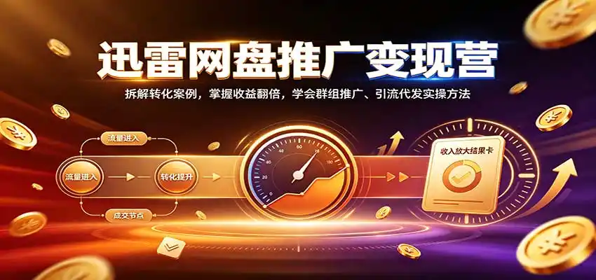 迅雷网盘推广变现营:拆解转化案例,掌握收益翻倍,学会群组推广、引流代发实操方法-一起筹课网