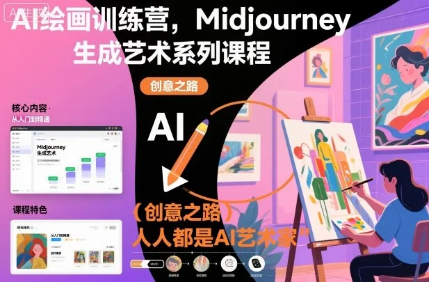 AI绘画训练营，Midjourney生成艺术系列课程，人人都是AI艺术家-一起筹课网