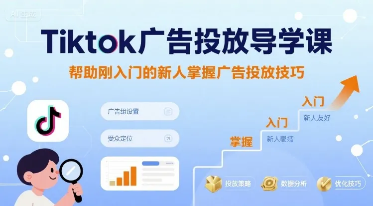 Tiktok广告投放导学课，帮助刚入门的新人掌握广告投放技巧-一起筹课网