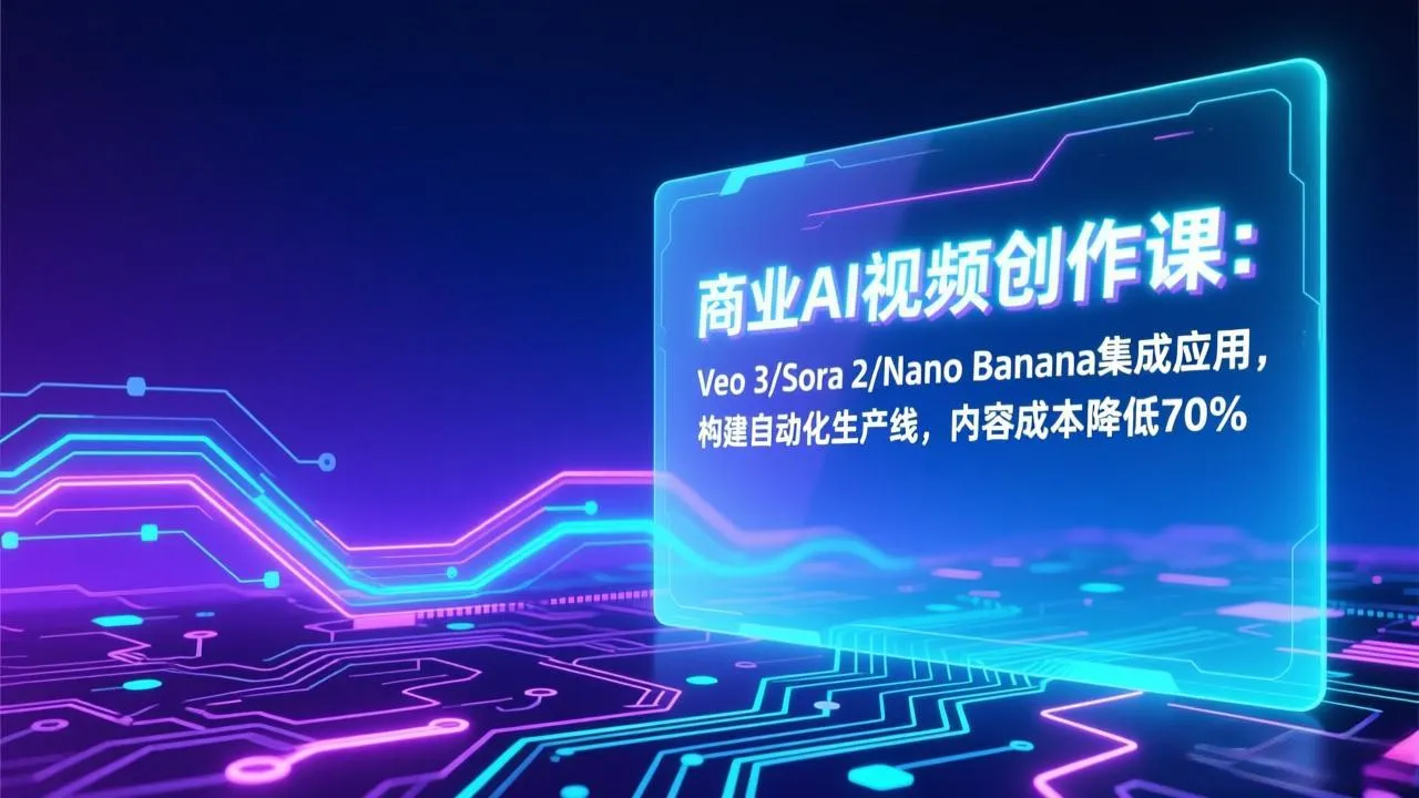 商业AI视频创作课：Veo 3/Sora 2/Nano Banana集成应用，构建自动化生产线，内容成本降低70%-一起筹课网