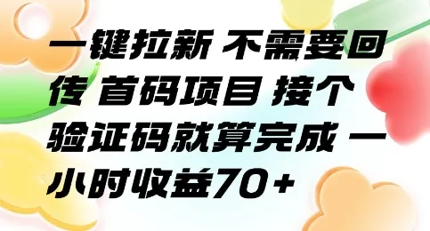 一键拉新 不需要回传 首码项目 接个验证码就算完成 一小时收益70+【揭秘】-一起筹课网