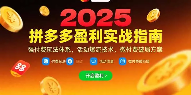 拼多多盈利实战指南，强付费玩法，活动爆流技术，微付费破局方案(更新7月-一起筹课网