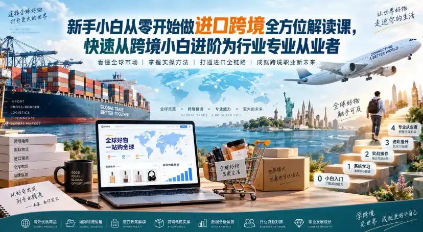 新手小白从零开始做进口跨境全方位解读课，快速从跨境小白进阶为行业专业从业者-一起筹课网